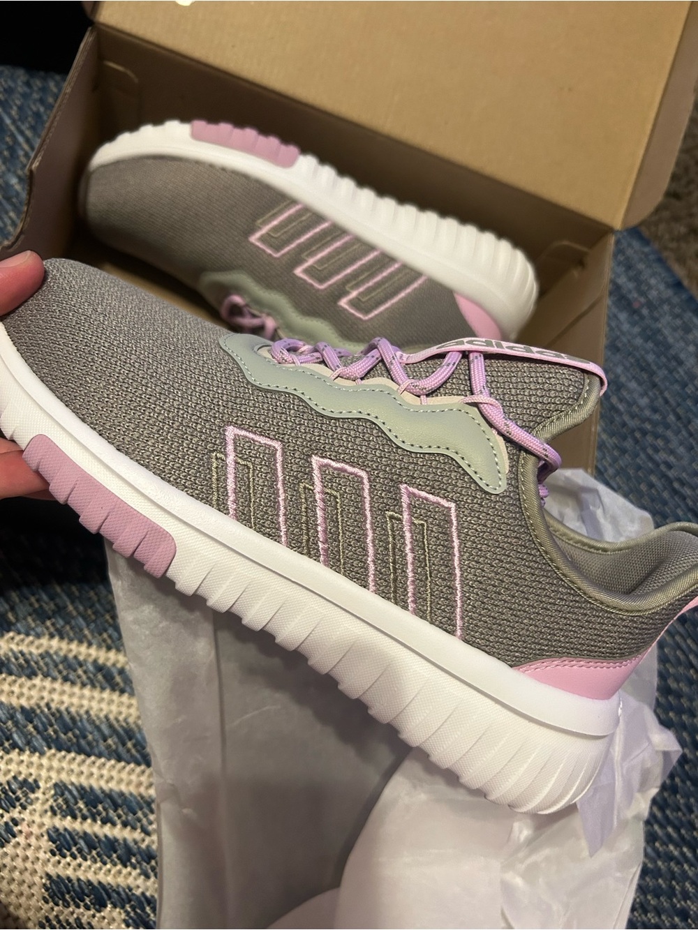 Gray and Pink kids Athletic Sneakers